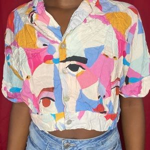 ZARA Button Down Crop | ZARA Crop | ZARA Eye Crop | ZARA | ZARA white crop